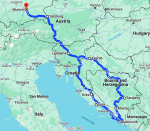 A two-week itinerary through Germany, Slovenia, Austria, Bosnia and Herzegovina, and Croatia.